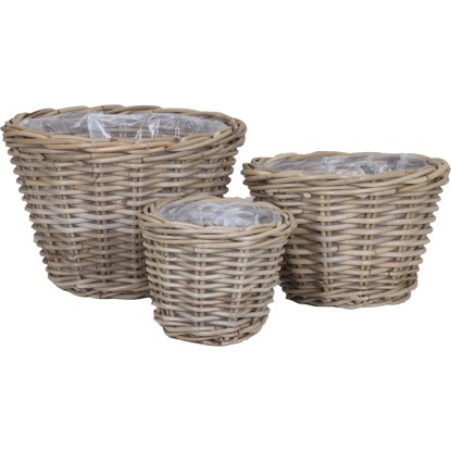 Naturrattan Korb rund konisch mit Polybeutel 29x29x20cm