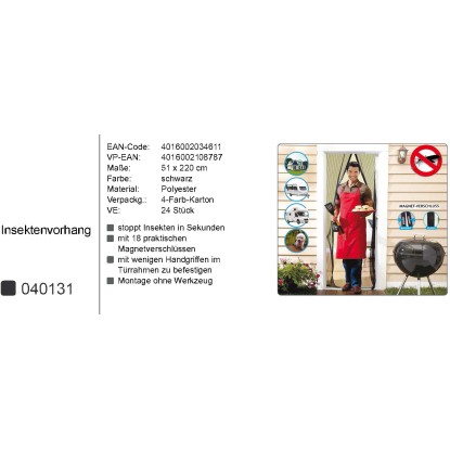 Zavesa z magneti za zaščito pred mrčesom črna