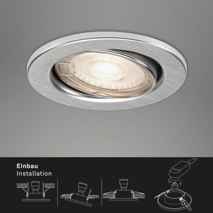 Briloner LED vgradna svetilka aluminij