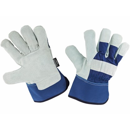 Delovne rokavice iz cepljenega govejega usnja sivo-modre velikost 10