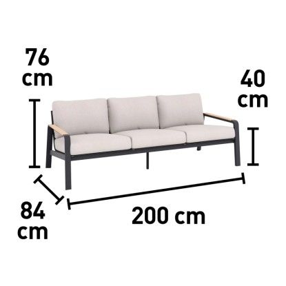 Sedežna garnitura Branford 4-delna aluminij-jeklo-les antracitno-bež