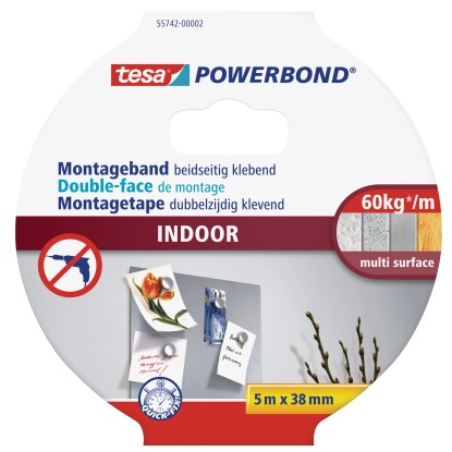 Tesa Powerbond Montažni trak za notranje prostore 5 m x 38 mm