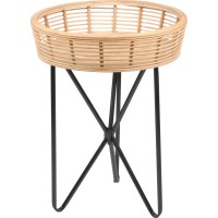 Stranska mizica Minimalist Zen Okrogla 49 cm x Ø 37 cm Naravna črna