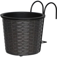 Balkonski lonec poliratan antracit-črn 19 cm x 19 cm x 22 cm