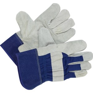 Delovne rokavice iz cepljenega govejega usnja sivo-modre velikost 10