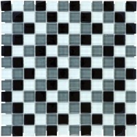 Steklena mozaična ploščica črna, siva, bela 30 cm x 30 cm