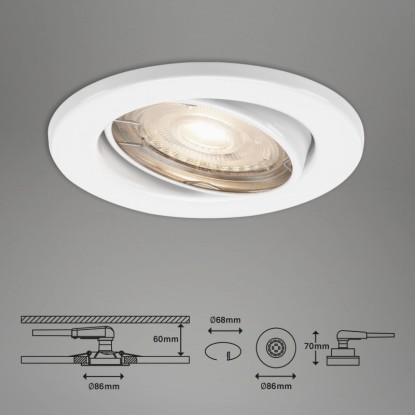 Briloner LED vgradna svetilka 3-delni komplet GU10 bela Ø 8,6 cm vrtljiva