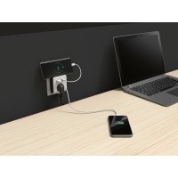 Adapter z izvlečnim USB-kablom belo-siv 121 mm x 76 mm