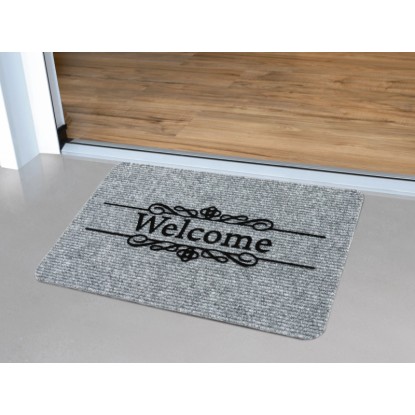 Predpražnik iz ripsa Flocky Welcome sivi 40 cm x 60 cm