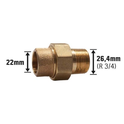 Spajkana navojna povezava Ø 22 mm x 26,4 mm (R 3/4) Bakrena zlitina