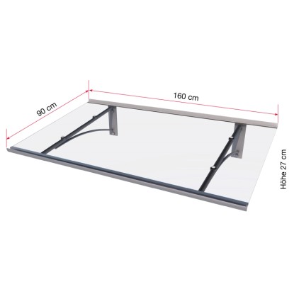 Gutta Nadstrešek za vhod PT/GR 160 videz nerjavnega jekla 27 cm x 160 cm x 90 cm