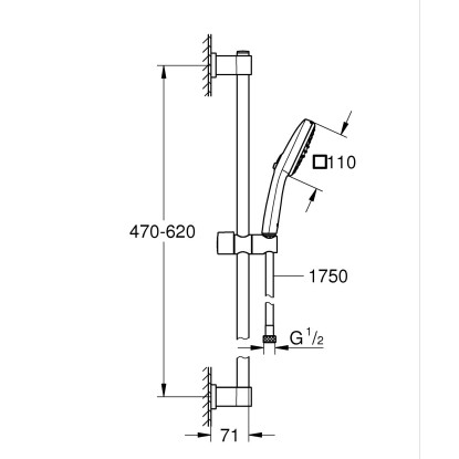 Grohe Garnitura za prho Vitalio Comfort 110 krom z 2 vrstama curka Quickfix