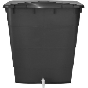 Sod za deževnico s pipo in pokrovom oglat 300 l antracit