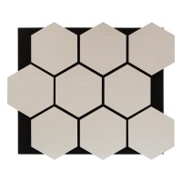 Dekorativni panel šestkotni vzorec bež tkanina/črni filc 56,5 x 1,6 x 69 cm