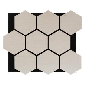 Dekorativni panel šestkotni vzorec bež tkanina/črni filc 56,5 x 1,6 x 69 cm