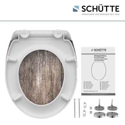 WC-deska Schütte Old Wood duroplast avtomatsko spuščanje hitro odpenjanje