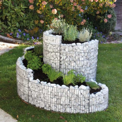 Bellissa Gabionen Zeliščna spirala zelena zelišča okrogla pocink. 140x110x80 cm