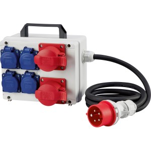 Razdelilnik z vtičnicami IP54 z ročajem