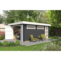 Weka Garaža za eno vozilo 441 Lesena vrata 422,7x540x234 cm Grafitna siva FSC®