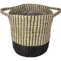 Košara za rastline iz morske trave Ø 38 cm x 40 cm natur-črna