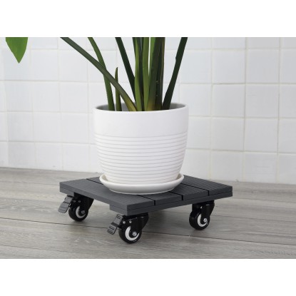 Voziček za rastline WPC antracitni rebrasta površina oglati
