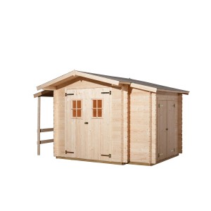 Weka Lesena vrtna hiška Bologna naravna 340 x 200 cm, od tega 140 cm nadstreška