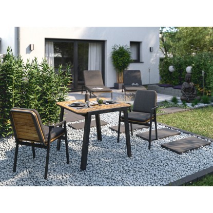 Vrtni stol Olary 69,5 cm x 60 cm x 86 cm Akacijev les Temno siva