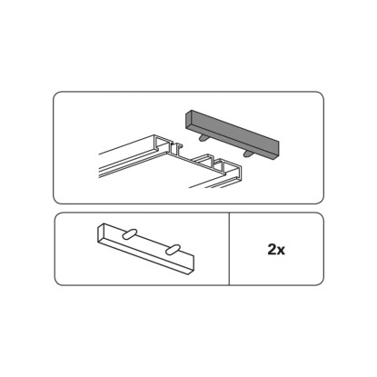Gardinia Zaključni element za aluminijasta vodila za zavese 2-kanalni bela 2 kos