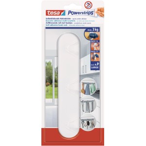 Tesa Samolepilna letvica s kljukicami Bela s 4 x trakci Powerstrips Large