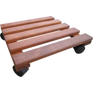 Kvadraten premičen podstavek za rastline v mahagoni rjavi, 30 cm x 30 cm