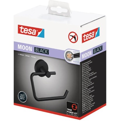 Tesa Držalo za toaletni papir Moon Črno Mat vklj. z lepilom