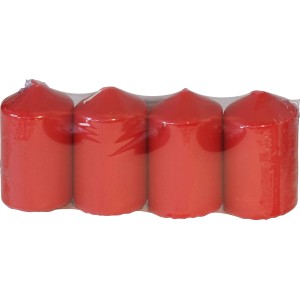 Okrasna sveča 4-delni komplet 7,5 cm x 4,7 cm x 4,7 cm rubinasta