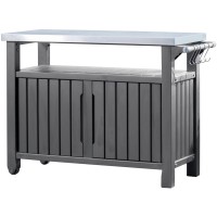 Keter Pomožna miza za žar 90 cm x 123,7 cm x 54 cm nerjaveče jeklo 2-vratna