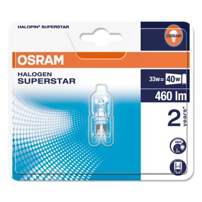 Osram Halogenska žarnica Pin G9/33 W (460 lm) Topla bela Pakiranje po 2 kosa