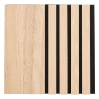 Akustični panel MDF hrast/črni filc različne letvice 30 x 2,1 x 30 cm