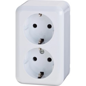 Nadometna vtičnica dvojna bela