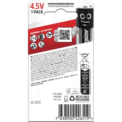 Energizer Max Alkalna baterija 4,5 V Pakiranje po 1 kos