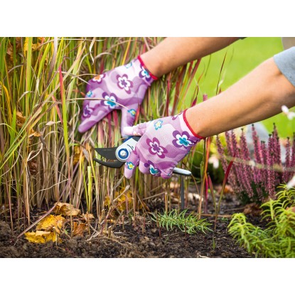 Vrtne rokavice Delni nitrilni premaz Bele roza Velikost 8 2x Komplet