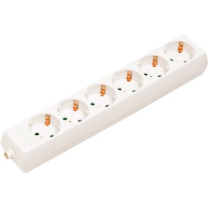 Letev z vtičnicami z zaščitnim kontaktom 6-krat bela