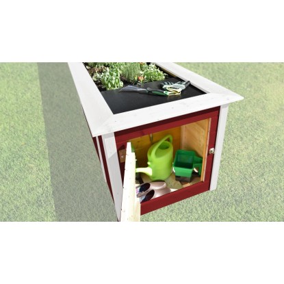 Weka Visoka greda 81 cm x 205 cm x 79 cm Rdeča z omarico