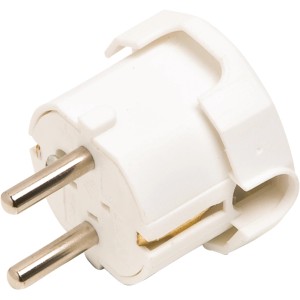 Ploščati vtič z zaščitnim kontaktom bele barve