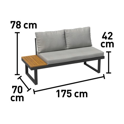 Zunanja sedežna garnitura Lipson 3-delna iz akacijevega lesa in aluminija Siva