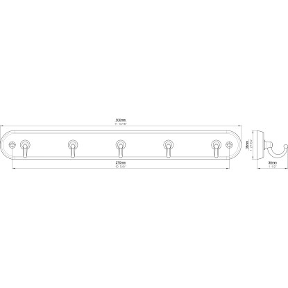 Siro Letev za ključe 749 bukov les beli krom dolžina 300 mm 5 kavljev FSC®