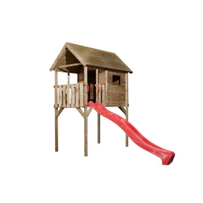 Weka Igralna hiška Tabaluga z valovitim toboganom Rdeča 332 x 125 x 235 cm