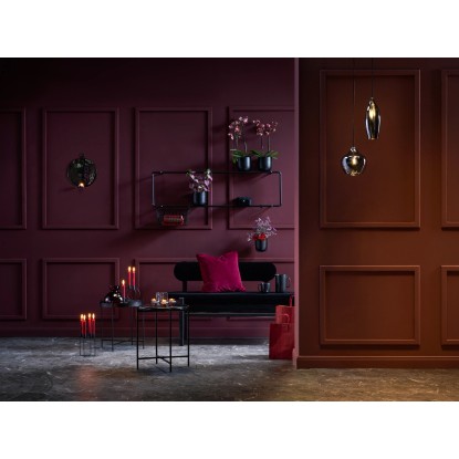 Stensko ogledalo z držalom za svečko Midnight Mystery 33,6 cm x Ø 29 cm črno