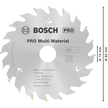 Bosch List krožne žage za akumulatorske žage Standard for Multi Material