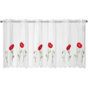 Kratka zavesa makov cvet rdeča 45 cm x 155 cm