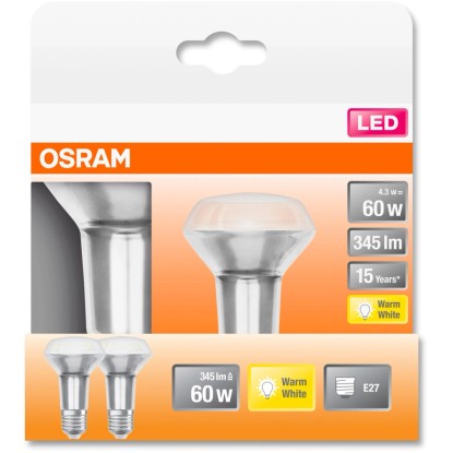 Osram LED reflektorska sijalka R63 mat E27 4,3 W 345 lm toplo bela komplet 2 kos