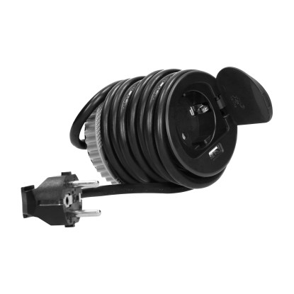 Orno Potopna pohištvena vtičnica z USB polnilnikom in 1,9 m kablom črna