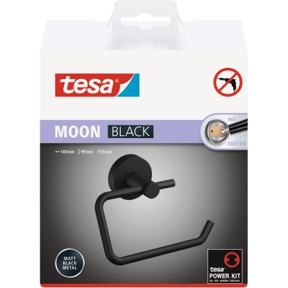 Tesa Držalo za toaletni papir Moon Črno Mat vklj. z lepilom